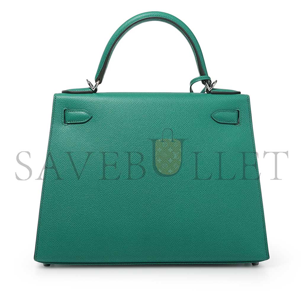 HERMÈS VERT JADE EPSOM KELLY 28 SELLIER PALLADIUM HARDWARE (28*22*10cm)